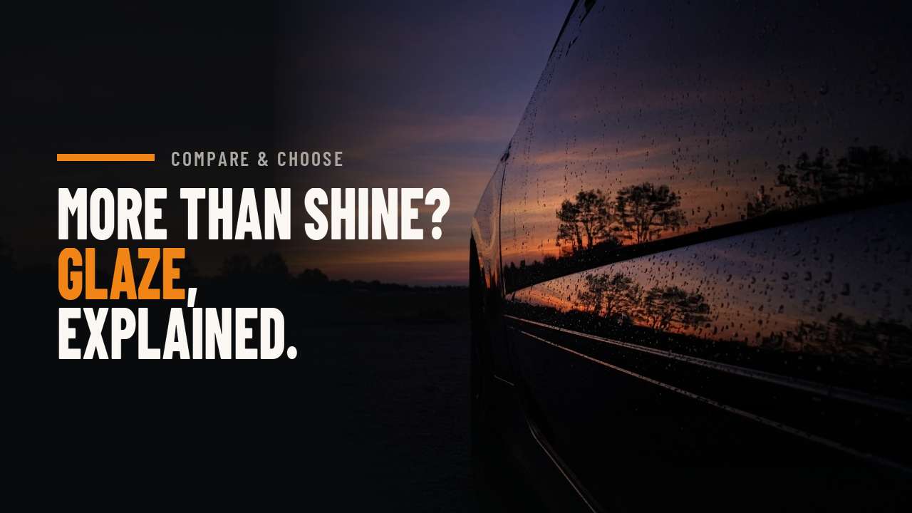 Deep reflective car paint mirroring the sky at sunset